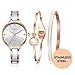 MAMONA Women's Watch Quartz Gift Set Crystal Accented Ceramic and Stainless Steel L3877GT Watches Set (Rose Gold)