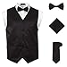 Vittorino Mens 4 Piece Formal Vest Set Combo with Tuxedo Vest Tie Bow Tie and Handkerchief