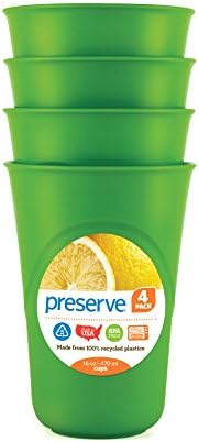 Preserve Everyday 16 Ounce Cups, Set of 4, Apple Green