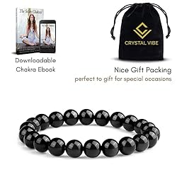 Crystal Vibe 8mm Black Obsidian Bracelet - Elastic