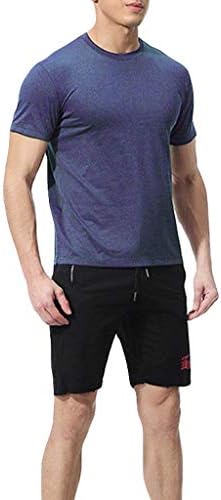 Jincheng665 セット 無地 ジム ウェア スポーツウェア メンズ 上下 半袖 パンツ 丸首 New セットアップ タイツ Tシャツ スウェット トレーニングウェア タイト ウエストゴム ハーフパンツ