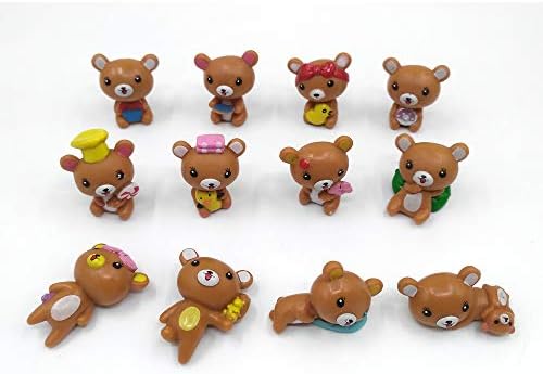 EMiEN 12PCS Bears Miniature Ornament for DIY Dollhouse Decoration Fairy Garden Plant Décor, Nice Decoration Accessories for Desk,Cabinet,Kids Room,Party etc. Christmas/Birthday Gift for Children