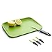 Home and Above Modern Non-Slip Cutting Board with Hidden Compartments for Included Knife and Mini Fork Set, PBA Free Chopping Board, Green