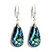 Bermuda Blue Sterling Silver Leverback Dangle Earrings made with Austrian Crystal