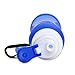 HAMSWAN 500ml Water Bottle Bpa Free Silicone Foldable Bottle with Hook [Leakproof, Heatproof, Portable, Semi-Transparent] for Outdoor Sports (17OZ)- Blue