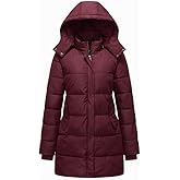 GGleaf Women's Winter Thicken Puffer Coat Warm Snow Jacket with Removable Hood Fashions Long Jacket