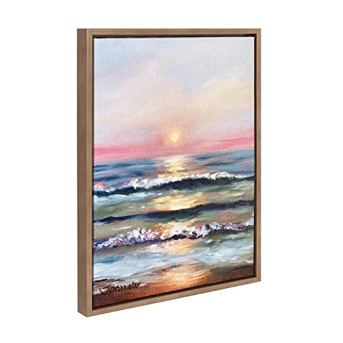 Kate and Laurel Sylvie Atlantic Sunset Framed Canvas Wall Art by Mary Sparrow;…