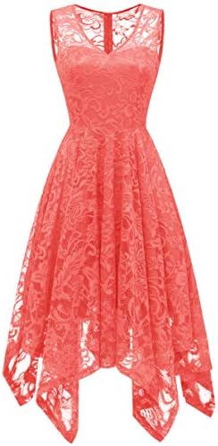 MeetjenWomen's Cocktail Party Dresses 2025 Handkerchief Hem Lace Formal Wedding Guest Bridesmaid Fancy Prom Dress