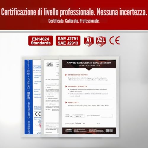 Aprvtio ALD-100 Rilevatore di perdite di refrigerante, fughe di gas refrigerante con batteria da 3000 mAh, Schermo da 2,8 piedi con funzione di allarme, rilevatori di gas per R32 R134a R454B R410A