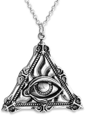 Belcho USA Sterling silver Handcrafted Illuminati Eye Pendant Necklace (20, Sterling silver )
