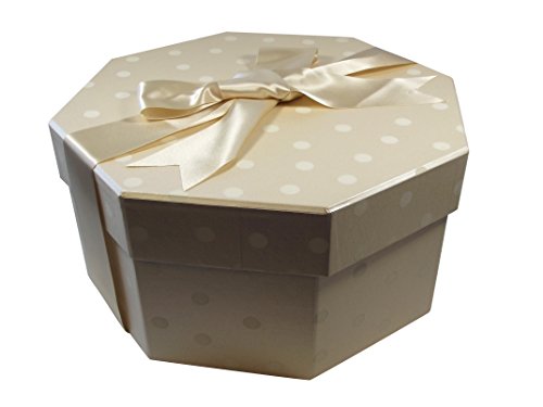 Foster-Stephens, inc Colorful Hat Box - Polka Dot Champaign (Large: 20.08" Diameter x 8.27")