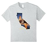 Kids CA State Map Sacramento Tower Bridge Shirt ~ Souvenir 10 Heather Grey