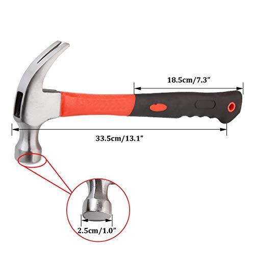 Abuff 16 OZ Claw Hammer, Solid Steel Straight Claw Hammers with Mirror Polished Bright Hammers