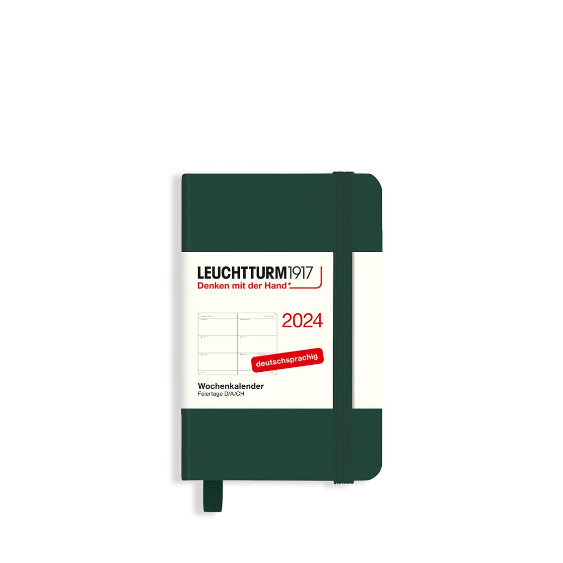 LEUCHTTURM1917 367639 Weekly Planner Mini (A7) 2024, Forest Green, German, 12 Months