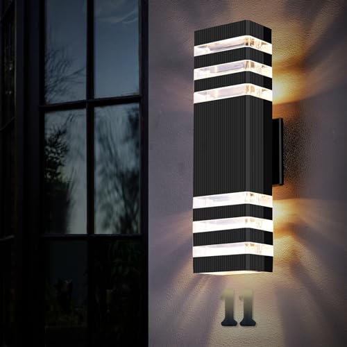 2 Pack Outdoor Wall Light - Stylish Porch Light for House, Up and Down Wall Light Aluminum Waterproof Outdoor Lights Wall Mount for Front Porch Patio Garage