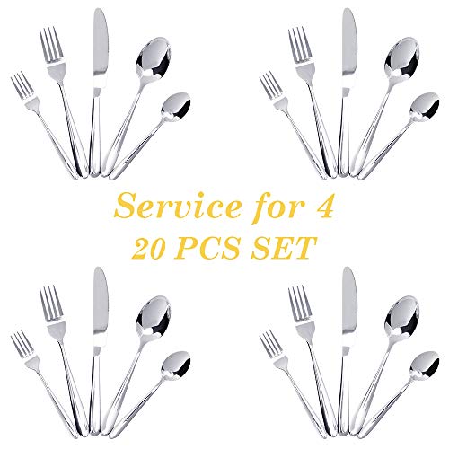 image for 20-Piece Silverware Flatware Cutlery Set Stainless Steel Utensils Serv