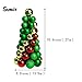 Sunlit 10’’ Christmas Ball Ornaments Tree, Green Red