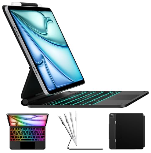 typecase Edge Keyboard Case for iPad Air 11"(M4/M3/M2, 2026/2025/2024), Pro 11" & Air 5/4 – Magic with Multi-Touch Trackpad, 11 Colors Backlight, Pencil Holder, Slim & Lightweight - Black