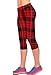 Ancia Womens Tartan Active Workout Capri Leggings Fitted Stretch Tights Medium Red Tartan