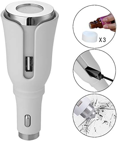 Car Diffuser Essential Oils USB Car Charge Air Aroma Freshener ，USB Diffuser Mini Portable Aromatherapy Air Purifier with USB Port Phone Car Charger Outlet Cigarette Lighter Adapter (White)