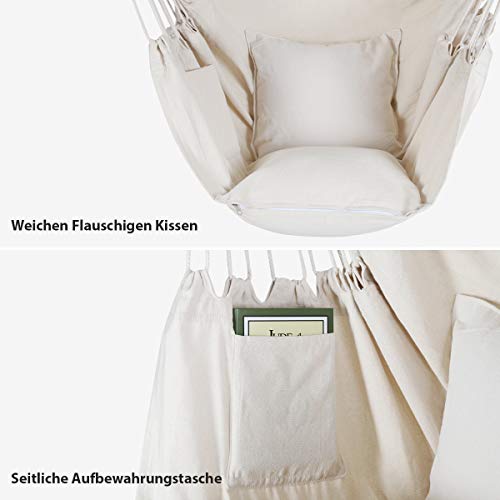Sekey Hängesessel mit Gestell, Hängesesselgestell Hängestuhlgestell mit Hängestuhl 2 Kissen, 115x115x170 cm für den… – Bild 5