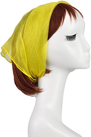 Womens Candy Color Yellow Lightweight Small Neckerchief Scarf Dance Perform Headscarf