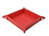 Decorebay Easy Pocket Dump Foldable Travel Leather Valet Tray (Red)