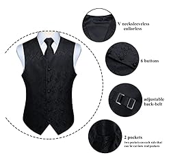 HISDERN Men's Classic Formal Vest Tie Set Paisley