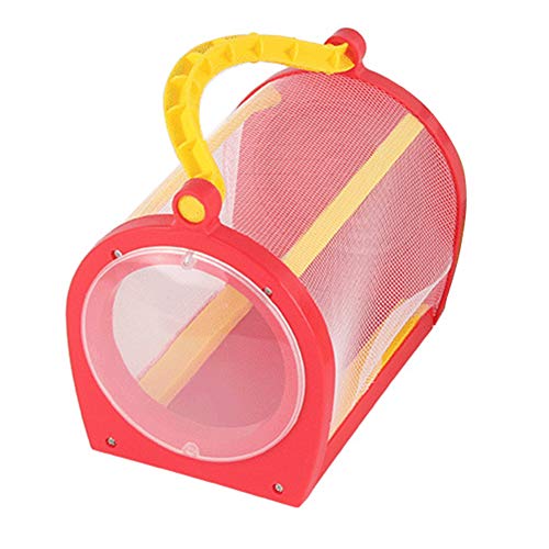 LeSharp Outdoor Toys, Portable Net Catching Butterfly Insect Habitat House Cage with Carrying Handle - Red