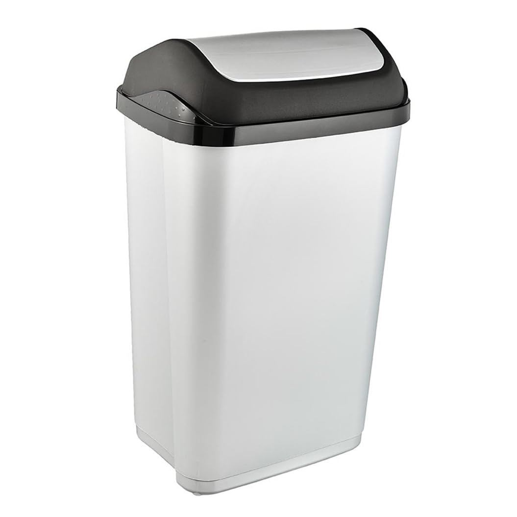 keeeper Waste Bin with Swing Lid, 50 Litre, Swantje, Silver