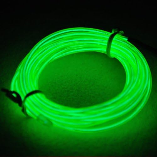 Amicc El Wire 3m 9ft Green Neon Light Neon Glowing Strobing Electroluminescent Wire for Burning Man Cosplay Dress Halloween Christmas Party Decoration