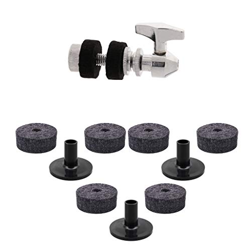 image for Baosity Hi Hat Clutch+3pcs Long Cymbal Sleeves+6pcs Drum Set Felt Wash