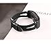 bayite Leather Bands Compatible with Fitbit Charge 2, Replacement Genuine Wristband Straps Women Men, Black with Black Connector Large