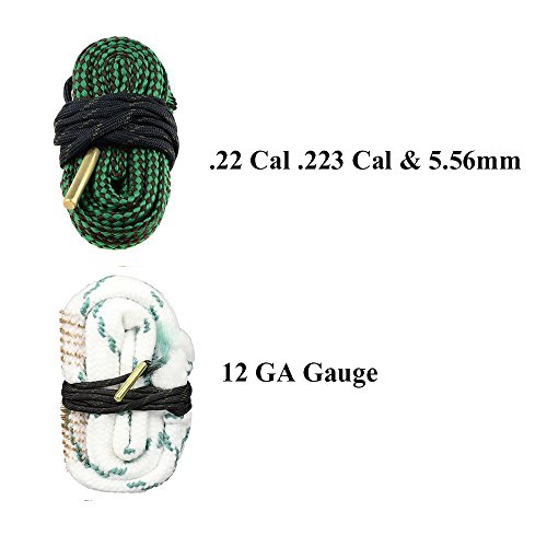 2-Pack Bore Cleaner Snake Rifle Shotgun Gun Cleaning Kit for .22, .223, 5.56mm&12 GA