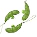 Airisland Mental Calming Quiet Hand Squeeze Fidget Toys Squeeze-a-Bean Soybean Stress Relieving Mugen Edamame Keychain Keyring Mobile Chain Puchi Puti Toy 3PCS (Facial Expressions as Shown)