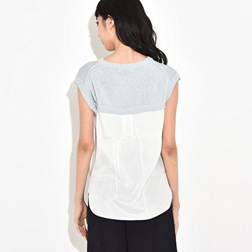 【未使用品】ドロワットロートレアモン（Droite lautreamont） 異素材ドッキングノースリーブニット【ブルー系/M】