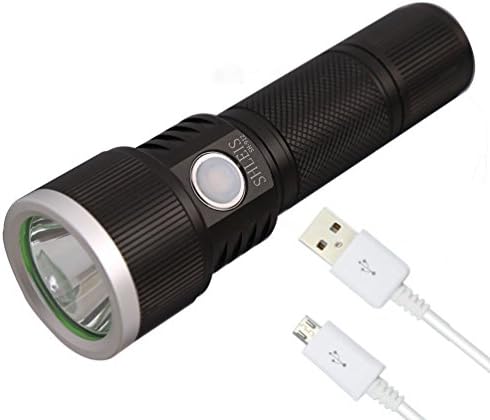 SHLEIS Usb Flashlight Rechargeable Tactical Led Flashlight Torch Ultra Bright High Lumens 1 Brightness Level for Your Camping Hiking etc (Rechargeable 26650 Battery, Usb Charging Cable Included)