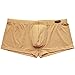 FEESHOW Men's Silky Boxer Briefs Shorts Bugle Pouch Underwear (Nude, X-Large)