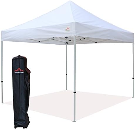 UNIQUECANOPY10'x10' Ez Pop Up Canopy Tent Commercial Instant Shelter with Heavy Duty Roller Bag, 4 Canopy Sand Bags, 10x10 FT White