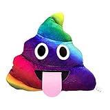 WEP Poop Emoji Pillow Emoticon Stuffed Plush Toy Doll Smiley Piggy Heart Eyes Unicorn Dog Kiss Face Rabbit (RAINBOW TONGUE)