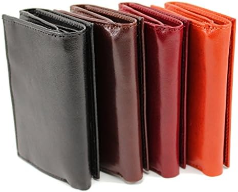 Zenyetti Handcrafted Italian Leather TriFold Wallet, w/ Vertical Pockets &amp; Clear ID Window (Burgundy)