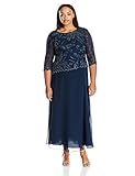 J Kara Plus Size Womens Sheer Sleeve Floral Beaded Long Dress