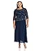 J Kara Women's Plus Size Sheer Sleeve Floral Beaded Long Dress