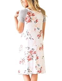 Vestido de manga corta para mujer con estampado floral a rayas, estilo casual