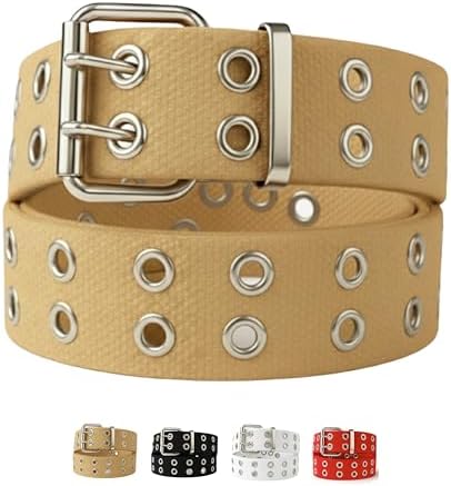 Amazon.com: AMOYER Double Eyelet Grommet PU Leather Belt  display picture 3