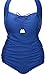 QZUnique Women's Retro Vintage One Piece Swimwear Floral Monokinis Plus Size Sapphire Blue US XL