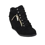 LINK GLADYS-24K Children Girl's Comfort Hidden Wedge Lace Up Ankle Sneakers