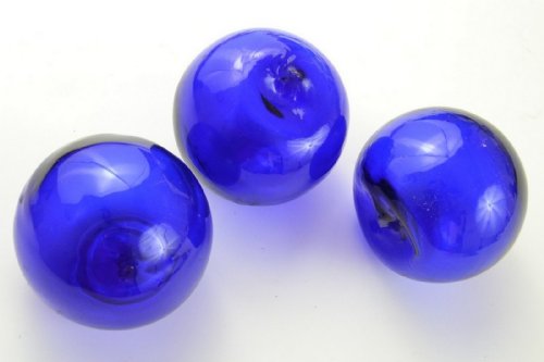 3 Pcs Cobalt Blue Reproduction Glass Float Fishing Buoy Ball 3