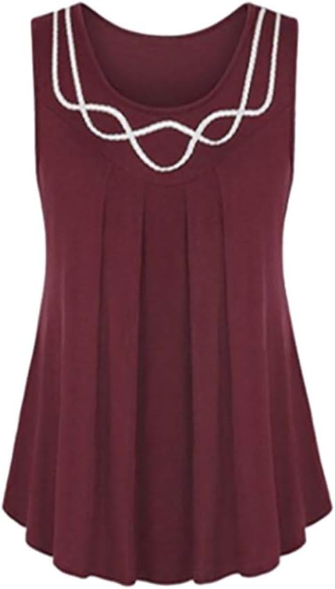 Lookatool Vest Blouse Top Tunic Shirt Women Sleeveless O-Neck Pure Color Plus Size
