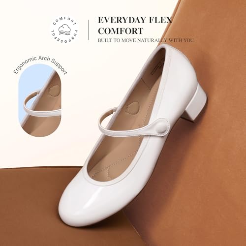 DREAM PAIRS Women's Comfortable Dress Shoes Thick Low Heels Mary Jane Slip on Round Toe Casual Cute Work Shoes